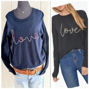 Embroidered 'Love' Crewneck Sweater sz L
